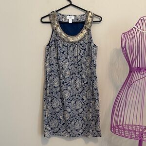 LOFT Navy and Beige Sequin Women's Dress